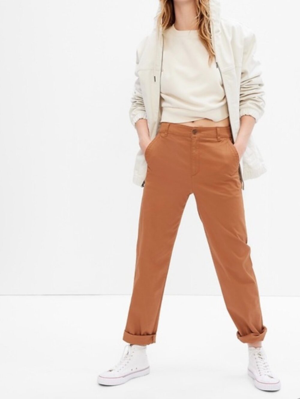 GAP Rust Brown Girlfriend Khaki Pants Size 6 Utility Casual Ankle Pants